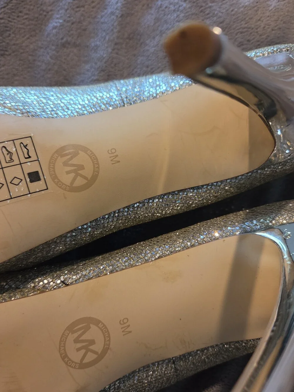 Michael Kors Silver Glitter Women's High Heels - Elegant Evening Pumps Sz 9